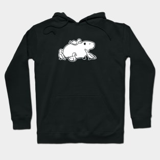 Capybara chilling with Ducks in white ink Hoodie